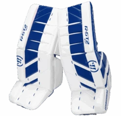 Warrior Ritual GT2 Intermediate Goalie Pads (w/ Knee Pads) -Warrior warrior ritual gt2 intermediate goalie pads white blue